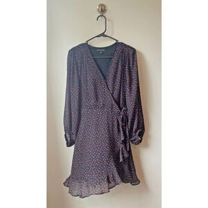 Banana Republic Women's All Over Flowy Heart Print Ruffle Wrap Dress, Size 4